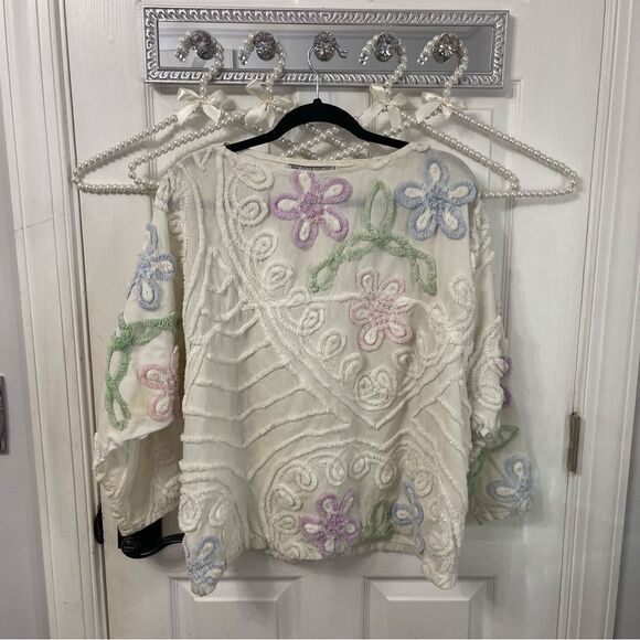 Vintage Lew Magram Flower Embroidered Top - Picture 1 of 12